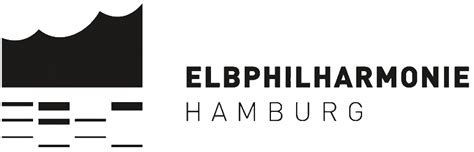 Black text saying Elbphilharmonie Hamburg next to a graphic of the black outlins of the shape of the building, with black bars falling underneath as if displaying audio levels